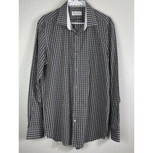 Robert Graham Mens Houndstooth Shirt 42 Flip Cuff 16.5 Old Money Quiet Luxury